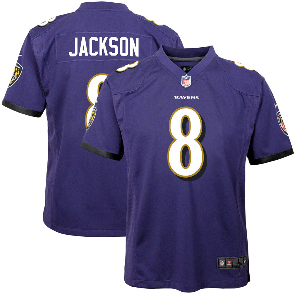 Youth Baltimore Ravens Lamar Jackson Game Jersey Purple