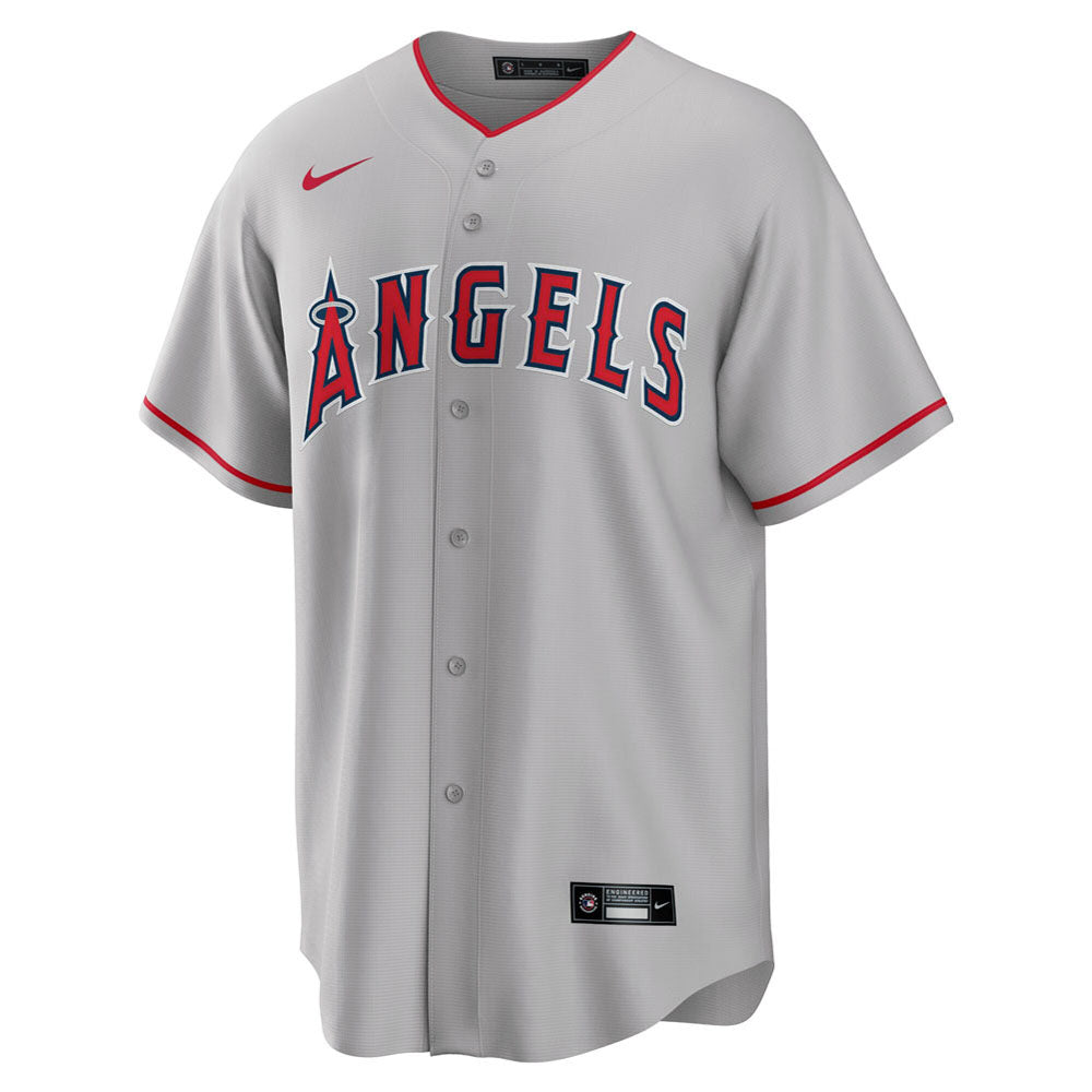 Men's Los Angeles Angels Mike Trout Road Player Name Jersey - Silver
