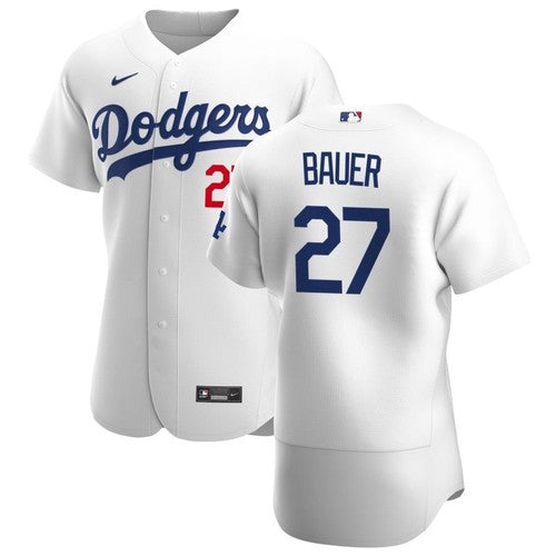 Men's Los Angeles Dodgers Trevor Bauer Cool Base Replica Jersey White